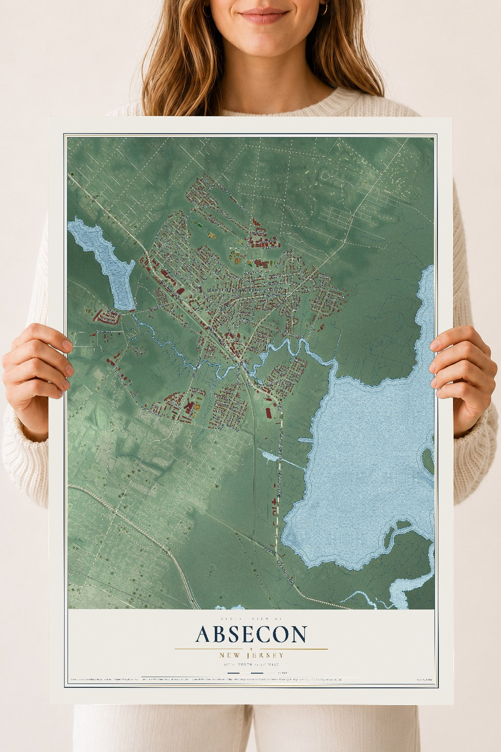 Absecon, New Jersey map print, 18" x 24" Archival Matte Print mockup