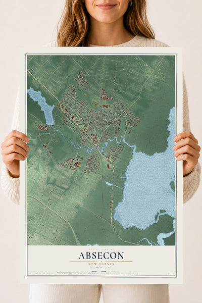 Absecon, New Jersey map print, 18" x 24" Archival Matte Print mockup