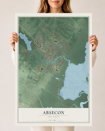 Absecon, New Jersey map print, 24" x 36" Archival Matte Print mockup
