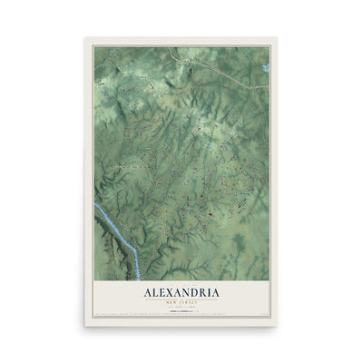 Alexandria, New Jersey map print, 12" x 18" Archival Matte Print mockup