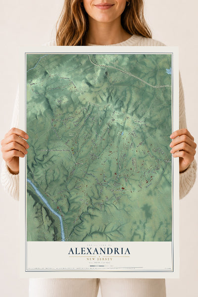Alexandria, New Jersey map print, 18" x 24" Archival Matte Print mockup