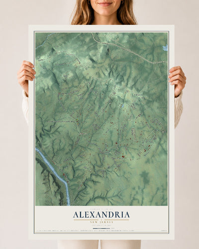 Alexandria, New Jersey map print, 24" x 36" Archival Matte Print mockup