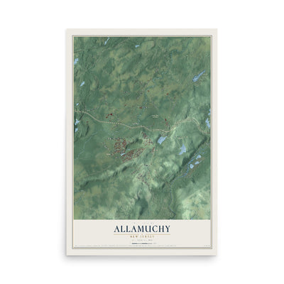 Allamuchy, New Jersey map print, 12" x 18" Archival Matte Print mockup