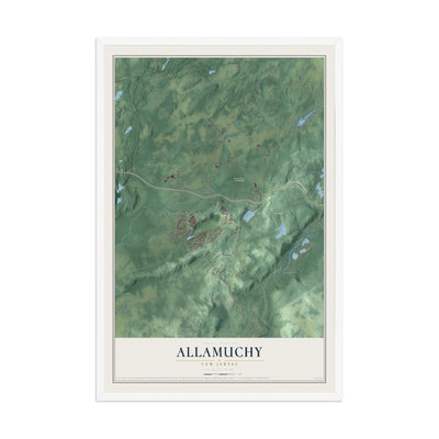 Allamuchy, New Jersey map print, 12" x 18" W/ White Ayous Wood Frame mockup