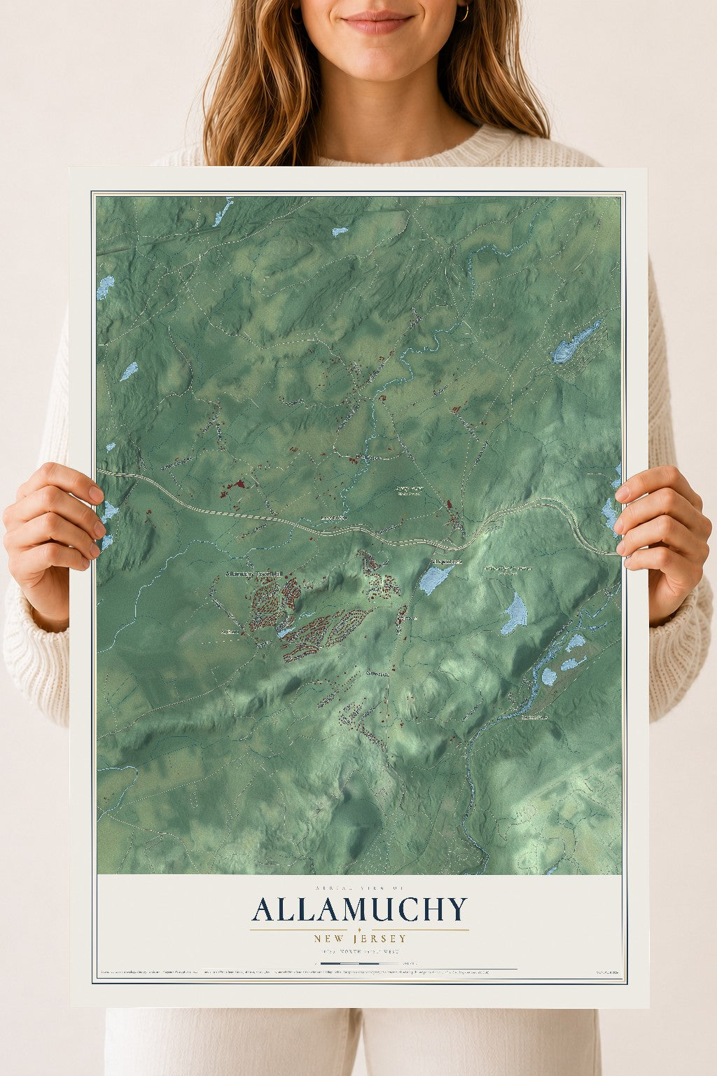 Allamuchy, New Jersey map print, 18" x 24" Archival Matte Print mockup