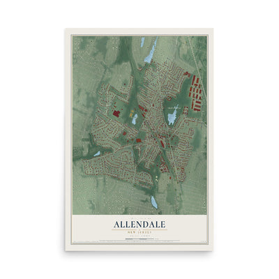 Allendale, New Jersey map print, 12" x 18" Archival Matte Print mockup