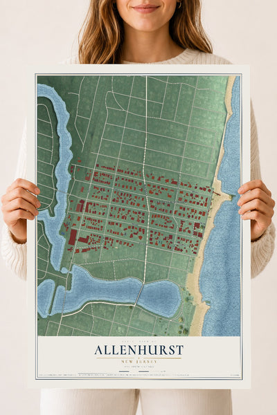 Allenhurst, New Jersey map print, 18" x 24" Archival Matte Print mockup