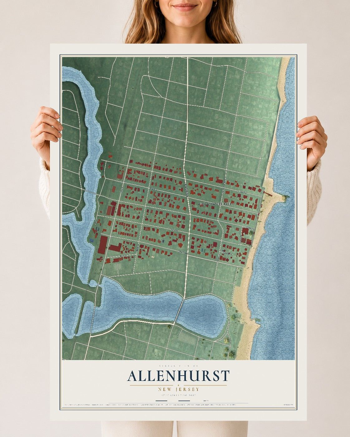 Allenhurst, New Jersey map print, 24" x 36" Archival Matte Print mockup
