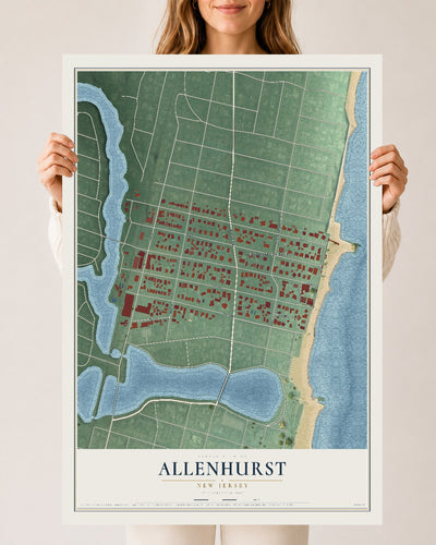 Allenhurst, New Jersey map print, 24" x 36" Archival Matte Print mockup