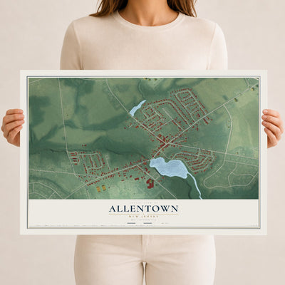 Allentown, New Jersey map print, 12" x 18" Archival Matte Print mockup