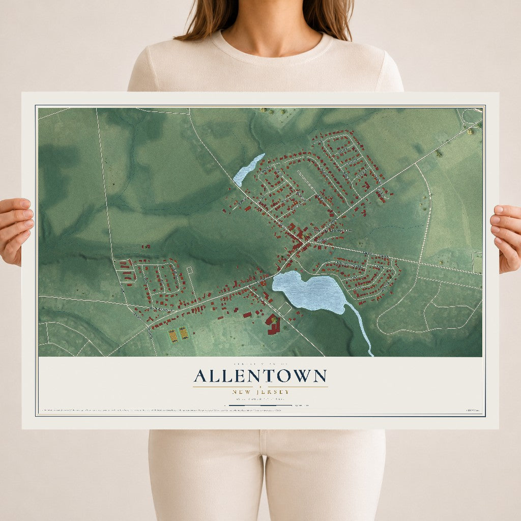 Allentown, New Jersey map print, 18" x 24" Archival Matte Print mockup