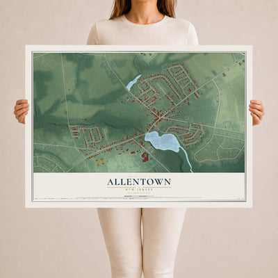 Allentown, New Jersey map print, 24" x 36" Archival Matte Print mockup