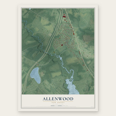 Allenwood, New Jersey map print, the full design