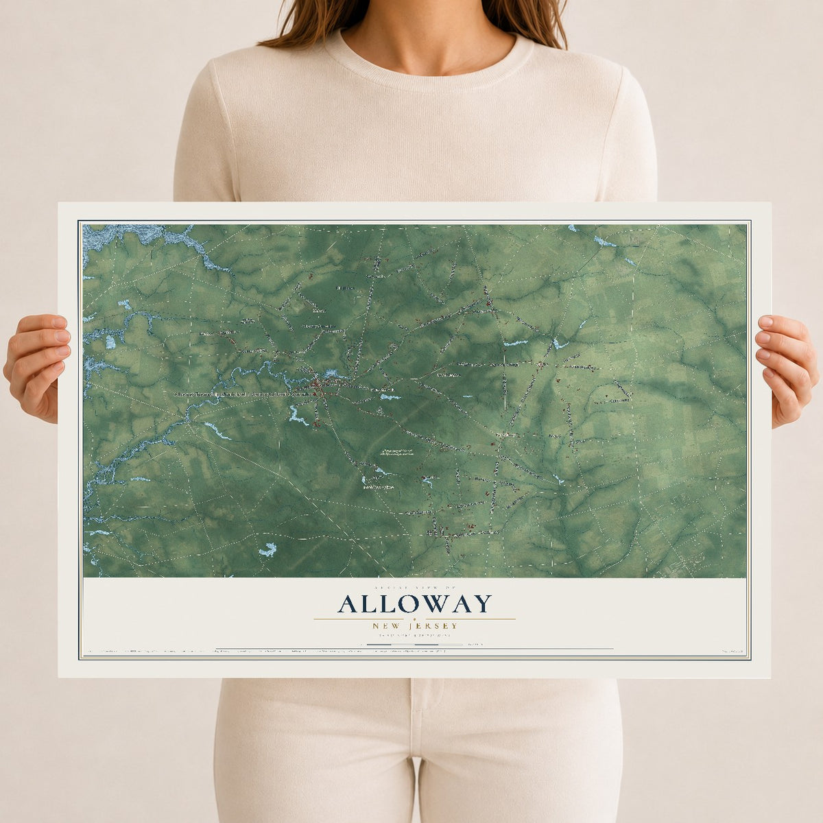 Alloway, New Jersey map print, 12" x 18" Archival Matte Print mockup
