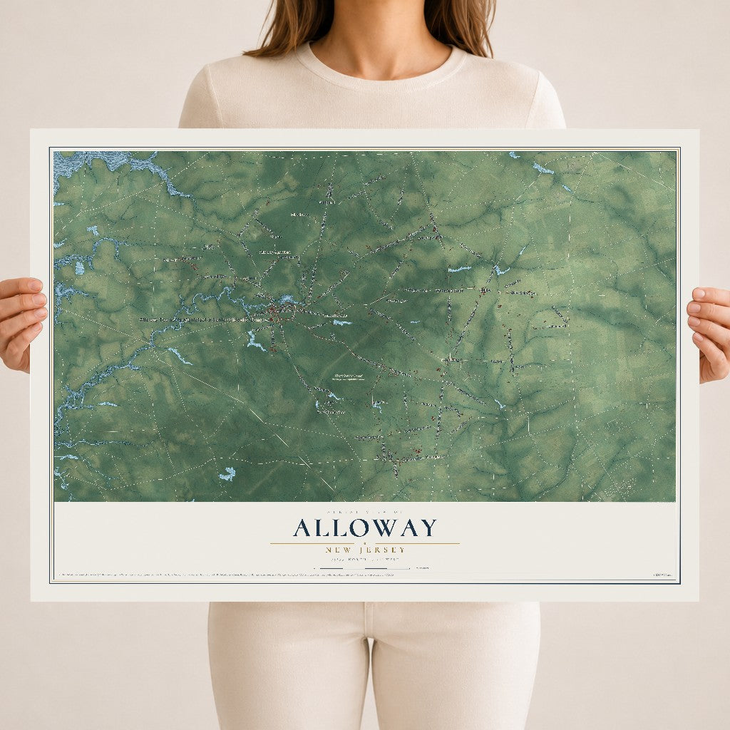 Alloway, New Jersey map print, 18" x 24" Archival Matte Print mockup