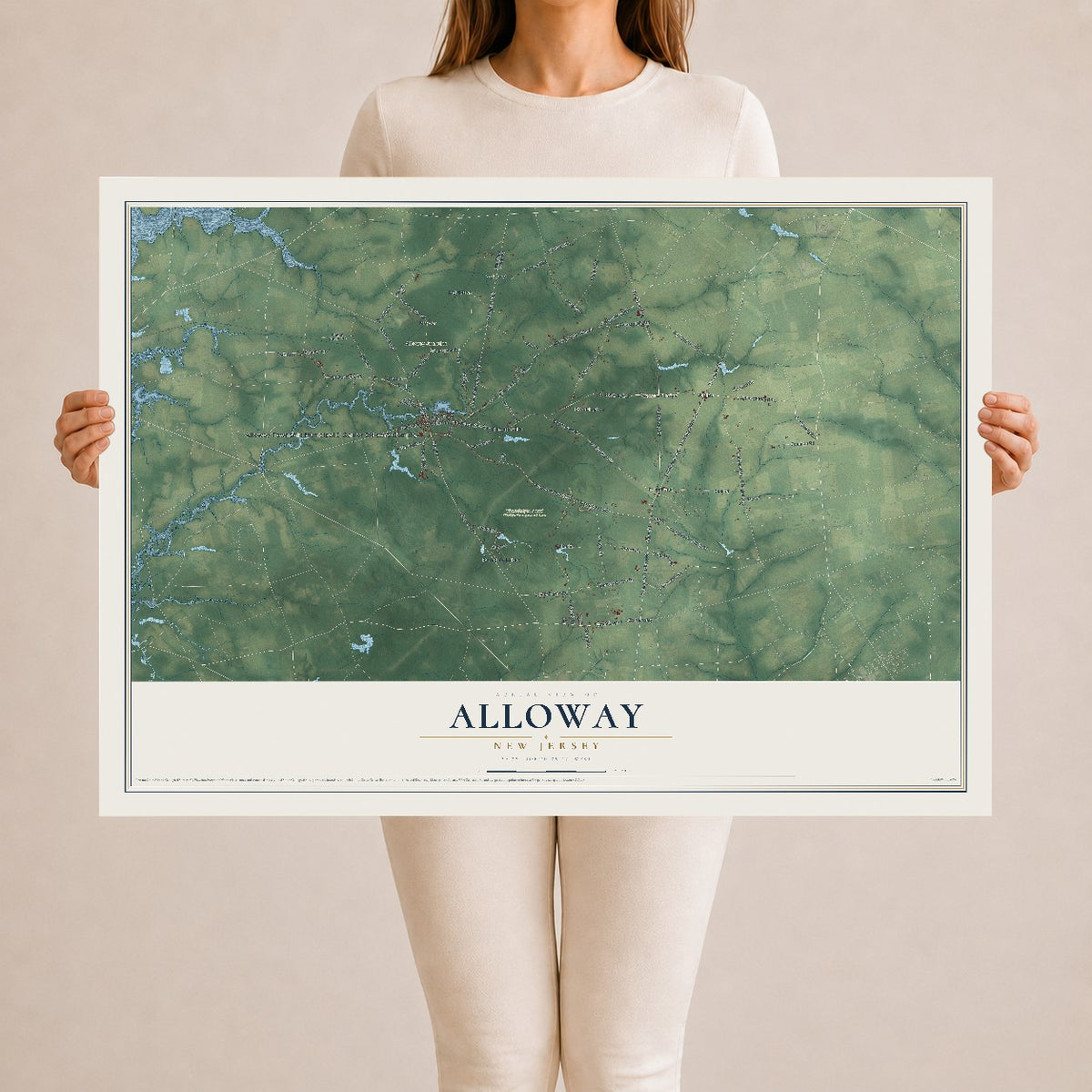 Alloway, New Jersey map print, 24" x 36" Archival Matte Print mockup