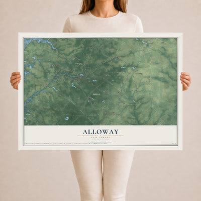 Alloway, New Jersey map print, 24" x 36" Archival Matte Print mockup