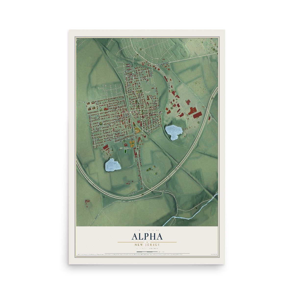 Alpha, New Jersey map print, 12" x 18" Archival Matte Print mockup