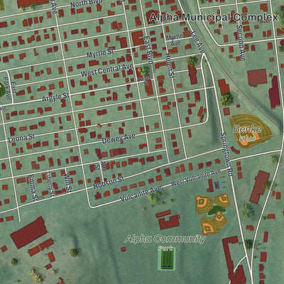 Close-up 1 of the Alpha, New Jersey map artwork