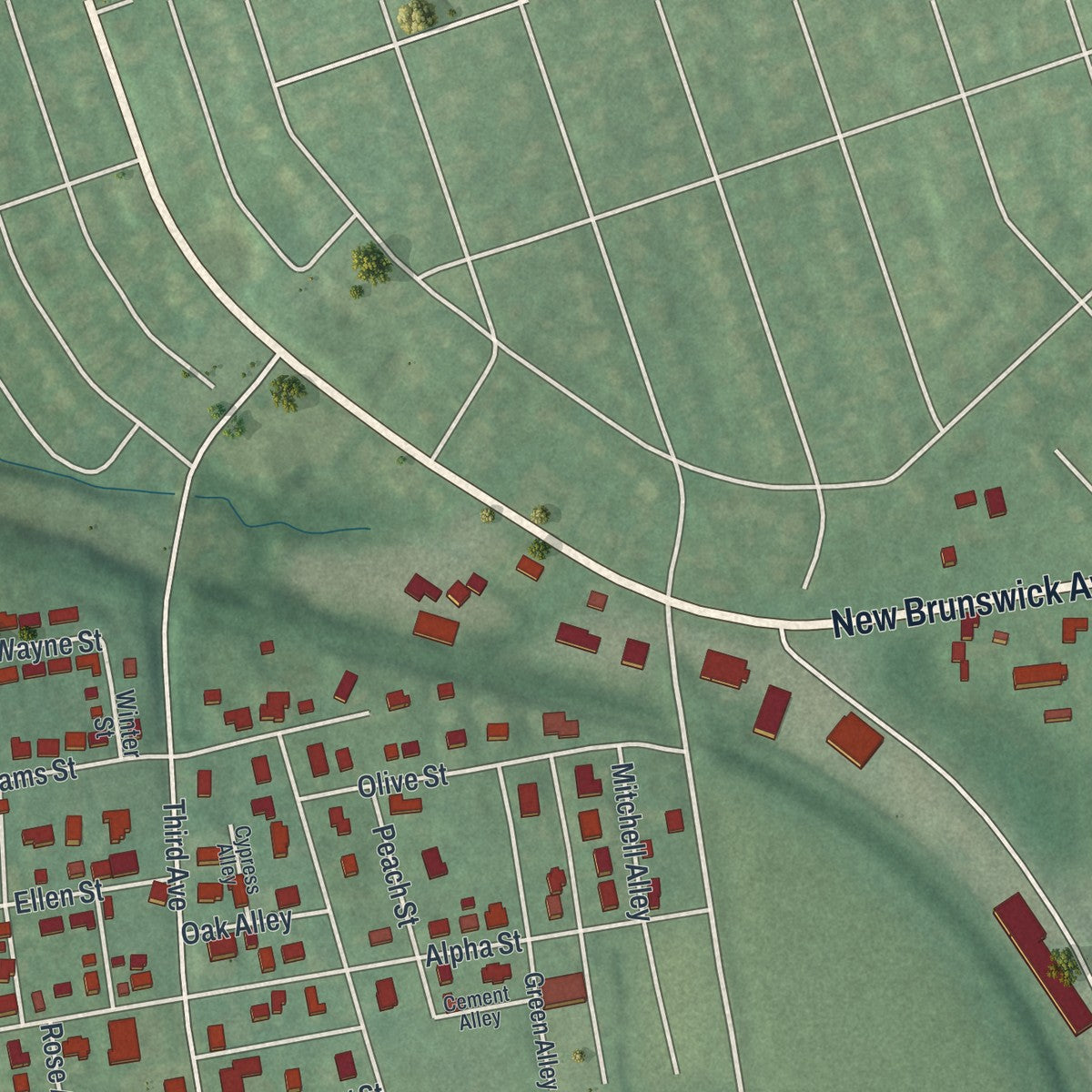 Close-up 2 of the Alpha, New Jersey map artwork
