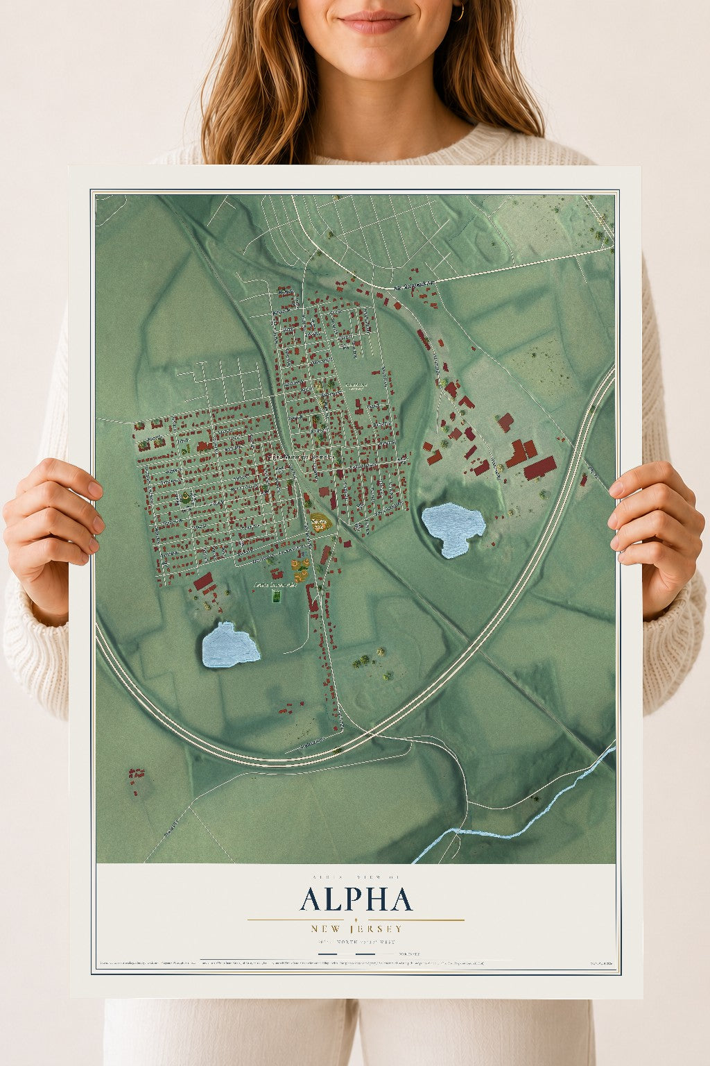 Alpha, New Jersey map print, 18" x 24" Archival Matte Print mockup