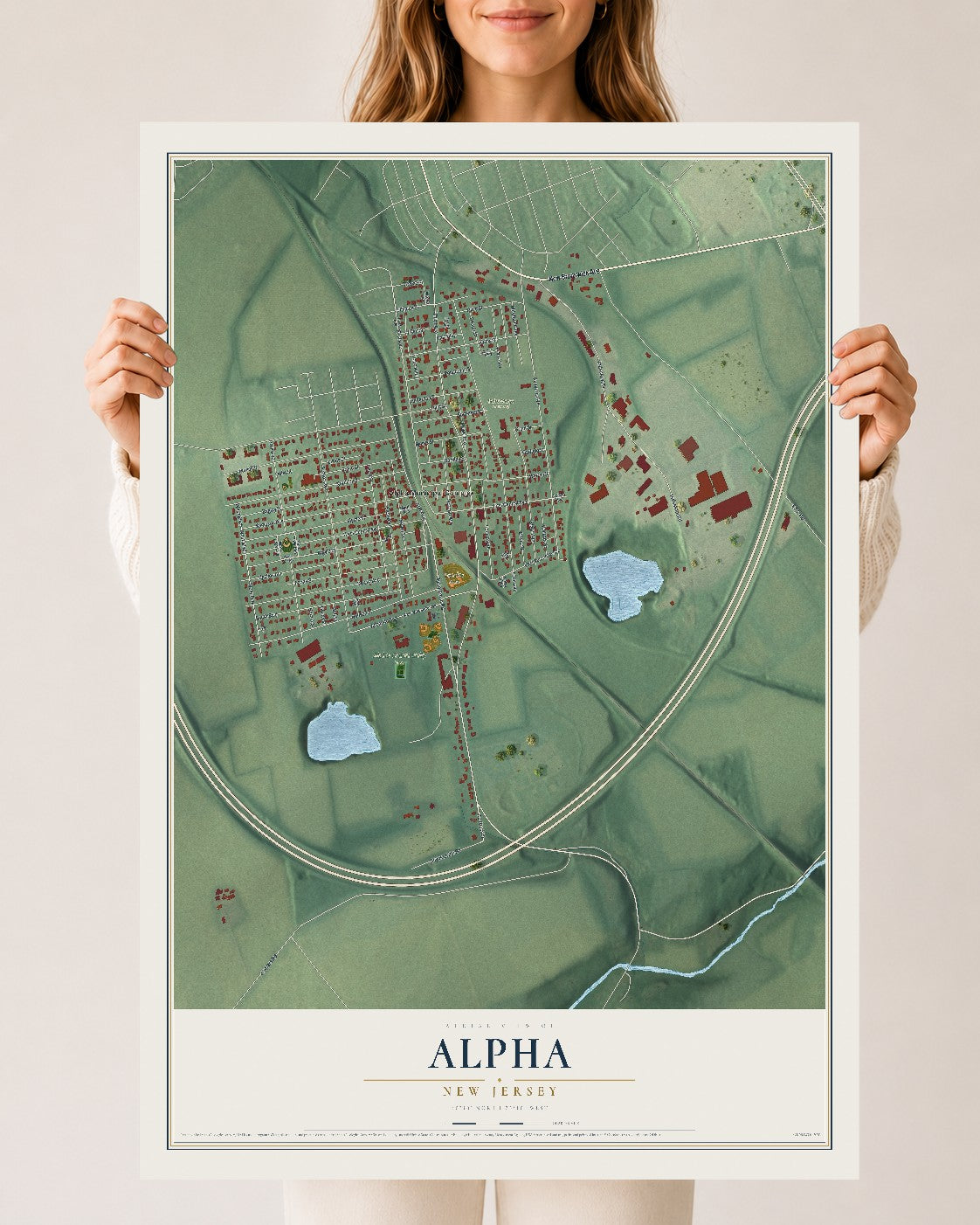 Alpha, New Jersey map print, 24" x 36" Archival Matte Print mockup