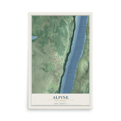 Alpine, New Jersey map print, 12" x 18" Archival Matte Print mockup