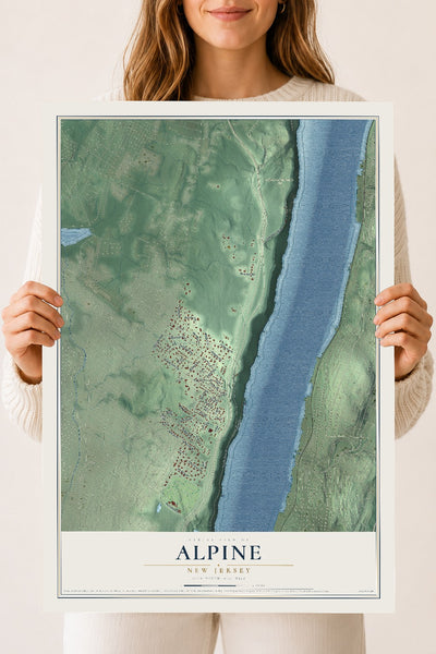 Alpine, New Jersey map print, 18" x 24" Archival Matte Print mockup