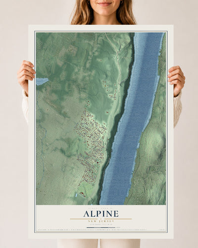 Alpine, New Jersey map print, 24" x 36" Archival Matte Print mockup
