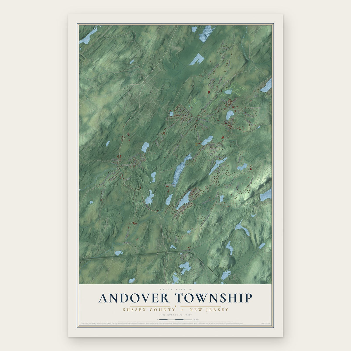 Andover Township, Sussex County, New Jersey map print, the full design
