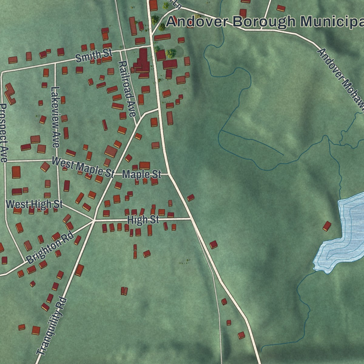 Close-up 1 of the Borough of Andover, New Jersey map artwork