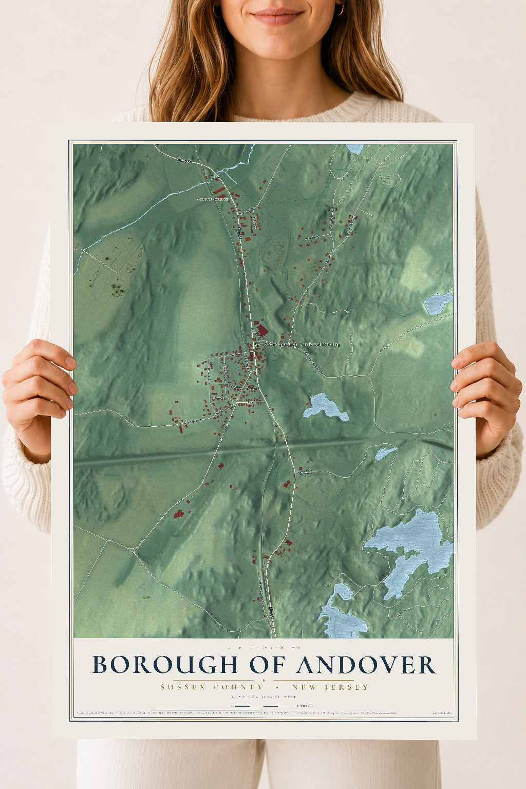 Borough of Andover, New Jersey map print, 18" x 24" Archival Matte Print mockup