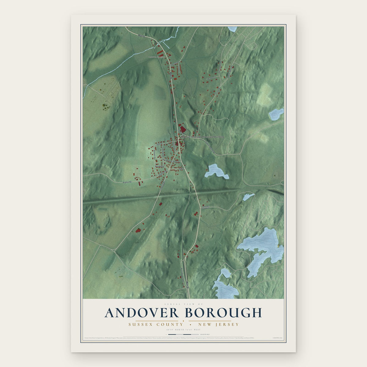 Andover Borough, Sussex County, New Jersey map print, the full design