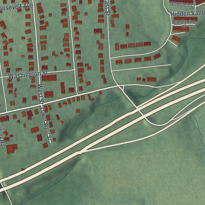 Close-up of the map of Annandale, New Jersey print showing street and building detail