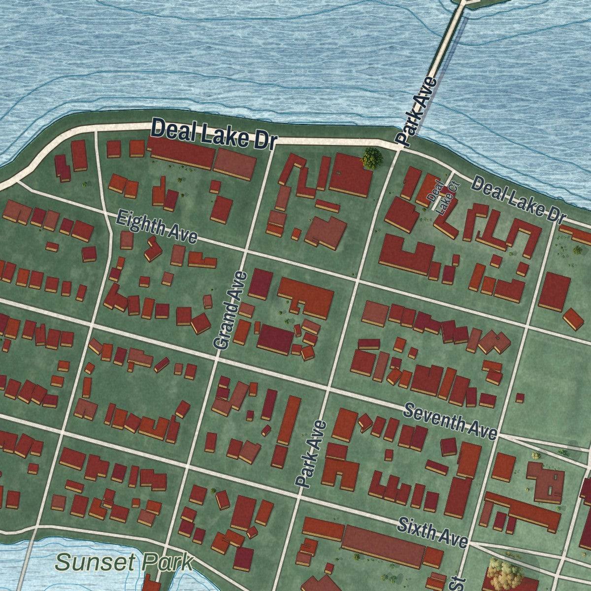 Close-up 2 of the Asbury Park, New Jersey map artwork