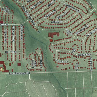 Close-up 1 of the Ashland, New Jersey map artwork