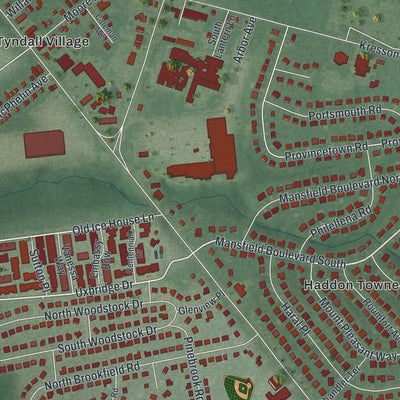 Close-up 2 of the Ashland, New Jersey map artwork