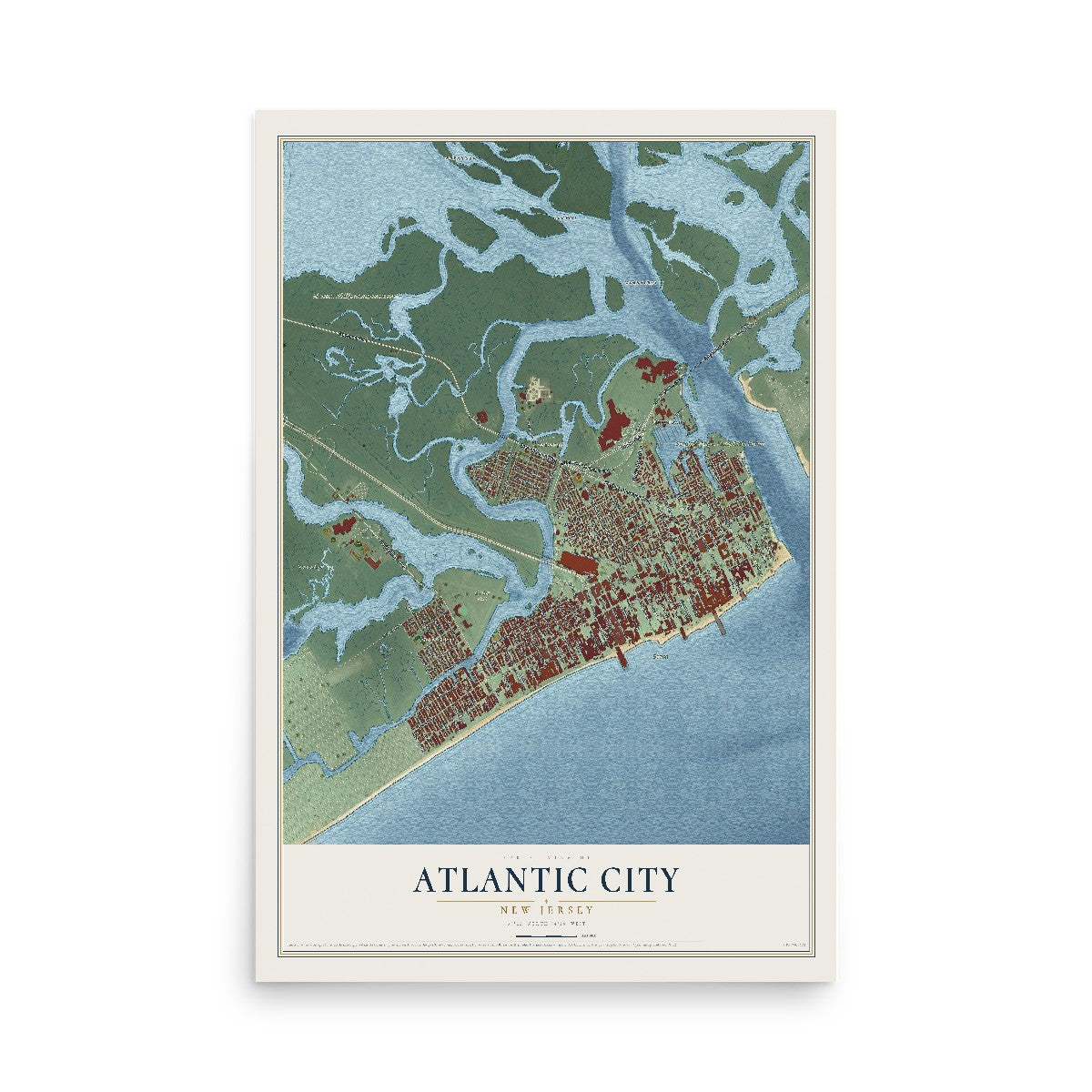 Atlantic City, New Jersey map print, 12" x 18" Archival Matte Print mockup