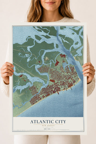 Atlantic City, New Jersey map print, 18" x 24" Archival Matte Print mockup