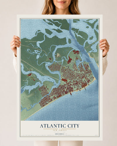Atlantic City, New Jersey map print, 24" x 36" Archival Matte Print mockup