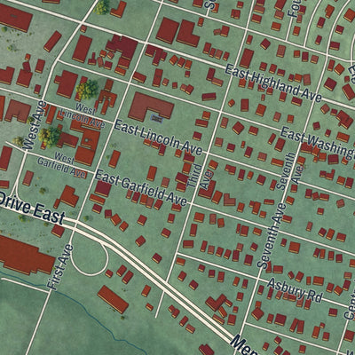 Close-up 1 of the Atlantic Highlands, New Jersey map artwork