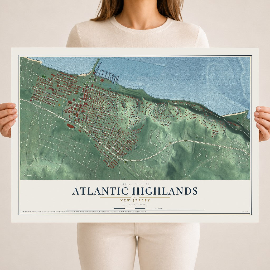 Atlantic Highlands, New Jersey map print, 18" x 24" Archival Matte Print mockup