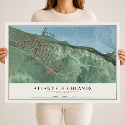 Atlantic Highlands, New Jersey map print, 18" x 24" Archival Matte Print mockup