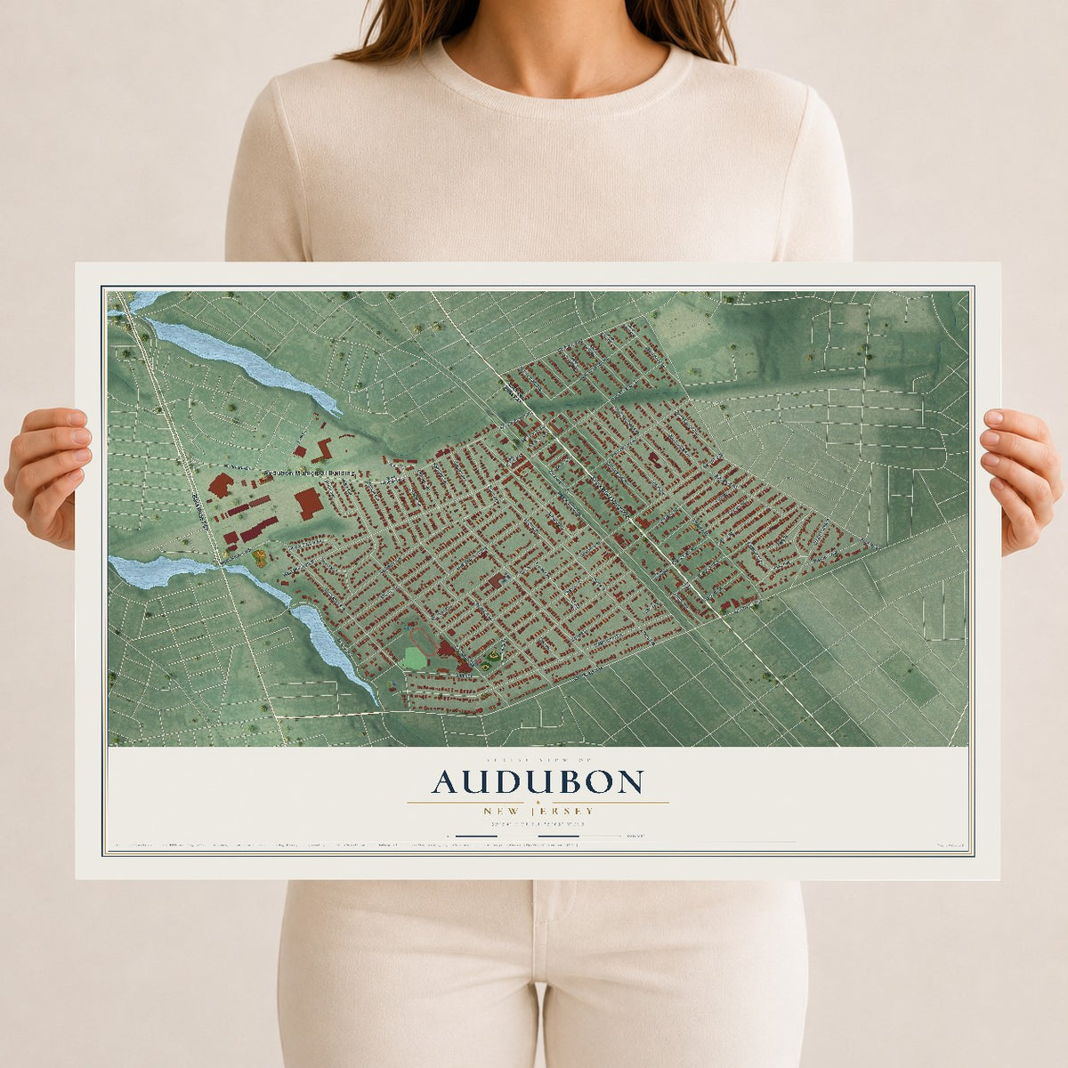 Audubon, New Jersey map print, 12" x 18" Archival Matte Print mockup