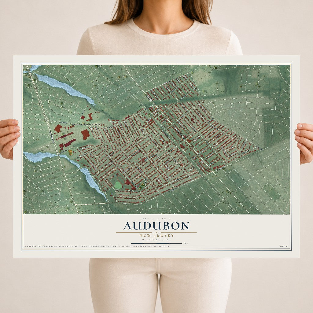 Audubon, New Jersey map print, 18" x 24" Archival Matte Print mockup