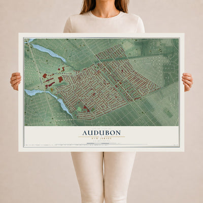 Audubon, New Jersey map print, 24" x 36" Archival Matte Print mockup
