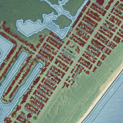 Close-up 2 of the Avalon, New Jersey map artwork