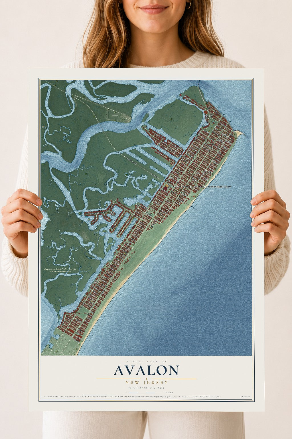 Avalon, New Jersey map print, 18" x 24" Archival Matte Print mockup