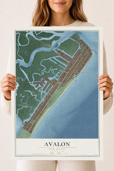 Avalon, New Jersey map print, 18" x 24" Archival Matte Print mockup