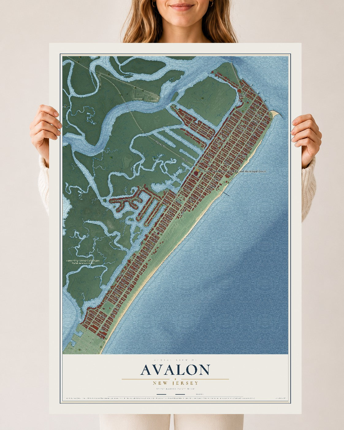 Avalon, New Jersey map print, 24" x 36" Archival Matte Print mockup